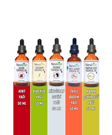 nevilife 5-Piece Hair Care Oil Set Rosemary Castor Pumpkin Seed Coconut and Sweet Almond 50 ml