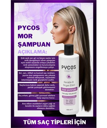 PYCOS COSMETICS Anti-Orange Purple Shampoo 400ml Color Balancing Silver Shampoo for Yellow-Grey-White Hair - Buy Online on GoSupps.com