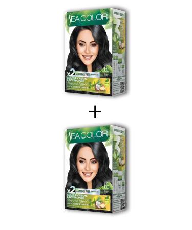 2x2 Tube Cream Hair Dye Set Black No:1.0