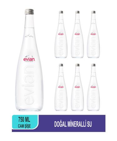 Evian Natural Mineral Water Glass Bottle 750 ml X 6