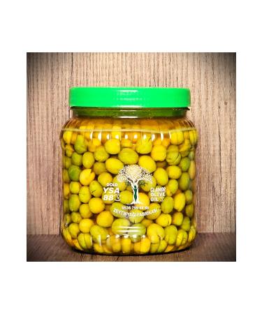 GLAMOR Mini(SNACKS)Halall Cracked Green Olives 1.5 Kg Jar0natural Hatay's local products