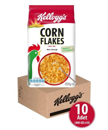 Kellogg's Corn Flakes Breakfast Cereal 400g x 10 Pieces Source of Fiber Contains Iron and 6 Vitamins - Buy Online on GoSupps.com