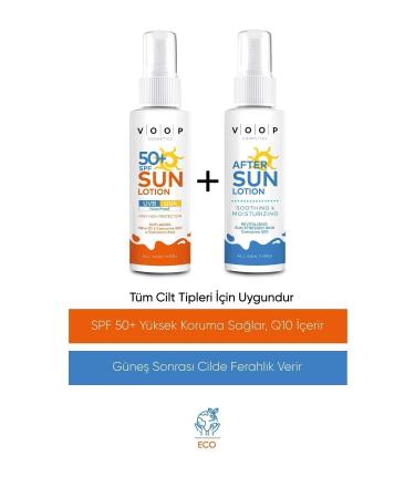 VOOP Body Sun Cream 50 Spf - 150 ml & After Sun Cream - 150 ml | Set of Two