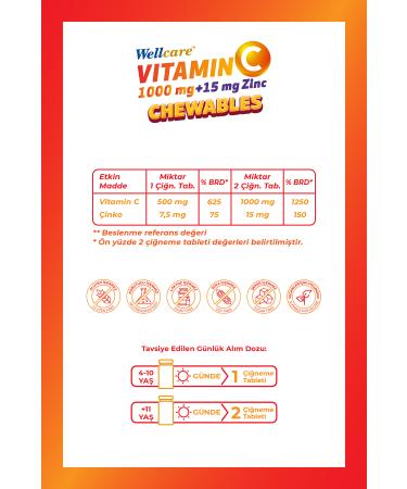 Wellcare Vitamin C & Zinc Chewable Tablet - 60 Tablets - Buy Online on GoSupps.com