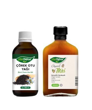 His Naturel Organic Pure Black Cumin Oil Turmeric Ginger Mix Set