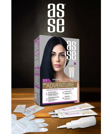asse Adventure Set Hair Dye Permanent and Vivid Colors Dual Use Set (NO:1.1 BLUE BLACK) - Buy Online on GoSupps.com