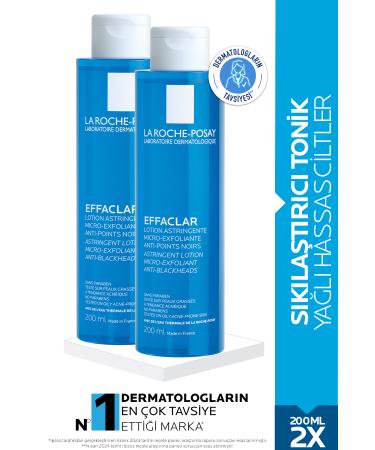 La Roche Posay Effaclar Toner Oily/Acne Prone Skin Pore Tightener 200ml X2