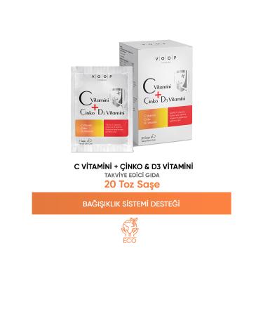 VOOP Vitamin C + Zinc & Vitamin D3 | Daily Vitamin Supplement - 20 Powder Sachets - Buy Online on GoSupps.com