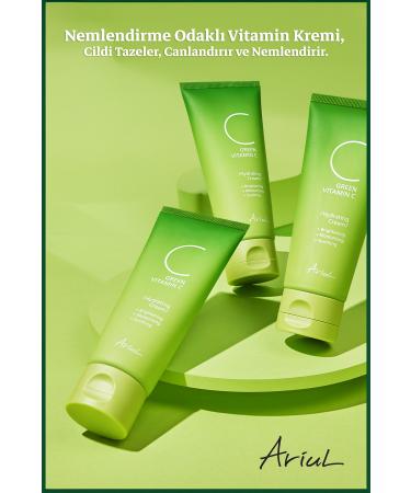 Ariul Green Vitamin C Face Cream 100 Ml | Moisturizing Tone Equalizing | 5 Ceramides 8 Hyaluronic Acid - Buy Online on GoSupps.com