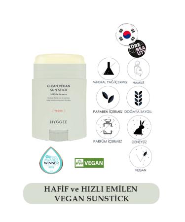 HYGGEE Vegan Sunstick 20g - Stick Face Sun Cream Vegan - Spf 52.2 - 18 (pa )
