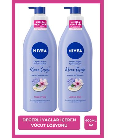 NIVEA Body Lotion with Precious Oils 400ml Cherry Blossom Jojoba Oil BLK WW95