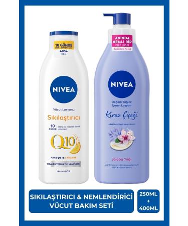 NIVEA Moisturizer Q10 Firming Vitamin C Body Lotion 250ml and Cherry Blossom Body Lotion 400ml BLK WW84