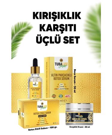 TUBALIFE 3-Piece Anti-Wrinkle Set - Wrinkle Cream Botox Effect - 24k Gold Particle Serum and Soap - Buy Online on GoSupps.com