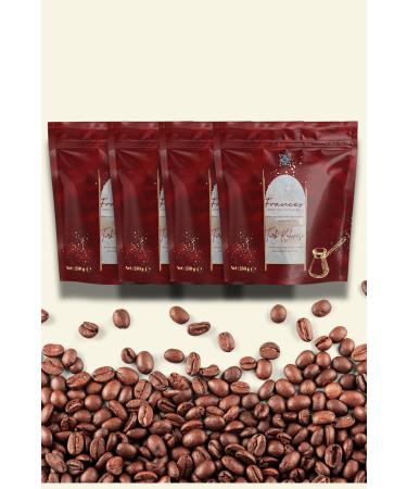 FRANCES 4-Piece Traditional Turkish Coffee Set | Intense and Velvety Taste | 250grx4
