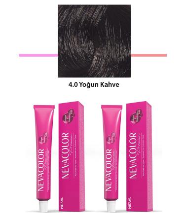 Set of 2 Premium 4.0 Intense Brown - Permanent Cream Hair Dye 2 X 50 g Tube