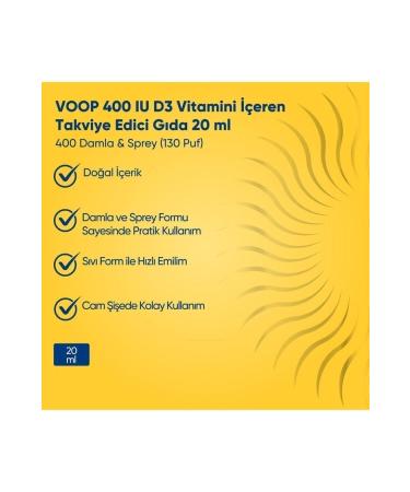VOOP Vitamin D3 400 Iu Spray-drops 20 ml - Buy Online on GoSupps.com