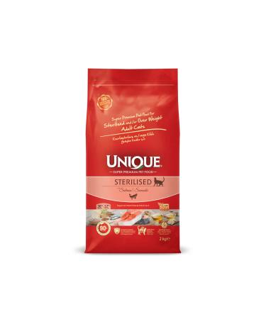 Unique Salmon Sterilized Cat Food 2 kg + Antihairball Paste and Multivitamin Paste - Buy Online on GoSupps.com