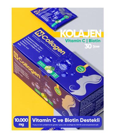 N-Collagen 30 Sachet Collagen Easily Soluble 10 000 Mg Type 1/2/3 Contains Vitamins and Minerals Green Apple Flavored - Buy Online on GoSupps.com