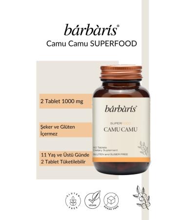 Barbaris Camu Camu Tablets 60 Antioxidant Skin Lightening Energy Immunity - Buy Online on GoSupps.com