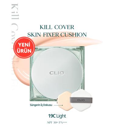 CLIO All Day Long Lasting Matte Cushion Foundation CLIO Kill Cover Skin Fixer Cushion (19C Light) SPF50+ PA+++