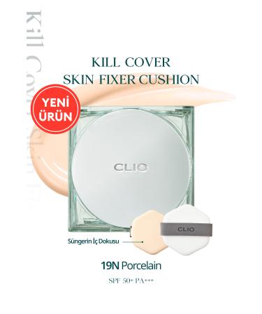 CLIO All Day Matte Cushion Foundation CLIO Kill Cover Skin Fixer Cushion (19N Porcelain) SPF50+ PA+++