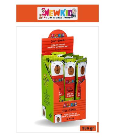 Good Food New Kid Almond Apple Date Bar for Children 28 gr - Iron Added Gluten Free Vegan 12 Pieces