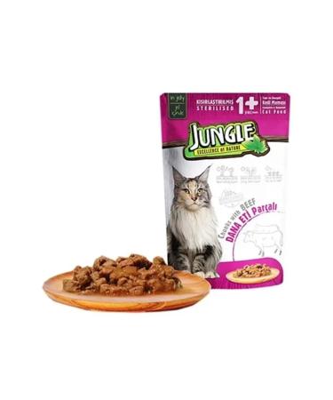 Jungle Steak Pouch Adult Steaked Canned Cat Food 85 gr