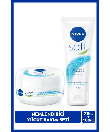 NIVEA Soft Moisturizing Care Cream 100ml and Soft Care Cream 75ml Hand Face Body Vitamin E Jojoba Oil