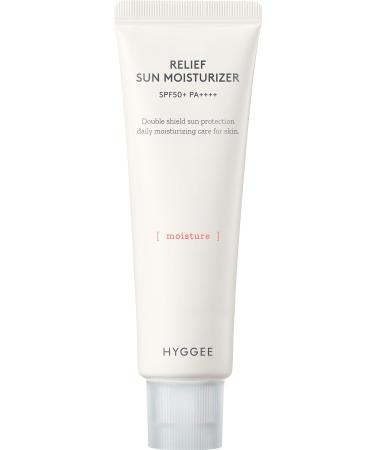 HYGGEE Relief Sun Moisturizer 50 Ml - Soothing Sunscreen Hybrid (CHEMICAL PHYSICAL FILTER) - Buy Online on GoSupps.com