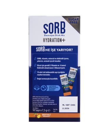 SORB - Sugar Free - Electrolyte Vitamin and Mineral Drink Powder - Peach - Contains 10 Stick Sachets. - Buy Online on GoSupps.com