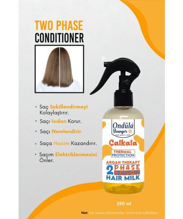 Ondula Milk Therapy Argan | Moisturizing Effect | Heat Protection Dual Phase Blow Dry Water-250 ml