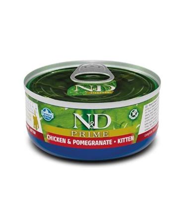 N & D Prime Grain Free Chicken and Pomegranate Kitten Cat Canned Food 80 Gr