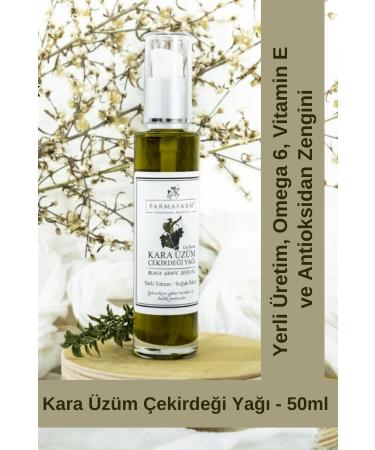 Farmafarm Cold Pressed Black Grape Seed Oil - 50ml | Local Production Rich in Omega 6 Vitamin E and Antioxidants