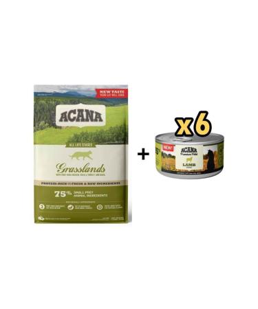 Acana Grasslands Cat Food 4.5 Kg + 6 Pieces Acana Premium Lamb Paste Cat Canned Food 85 gr