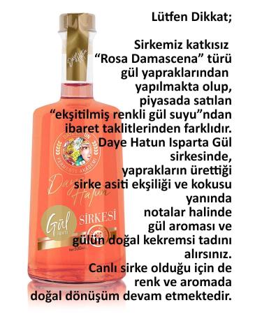 DAYE HATUN Rosa Damascena Isparta Rose Vinegar / Rose Vinegar (natural Fermented Live Vinegar/nat. Ferm./500 Ml) - Buy Online on GoSupps.com
