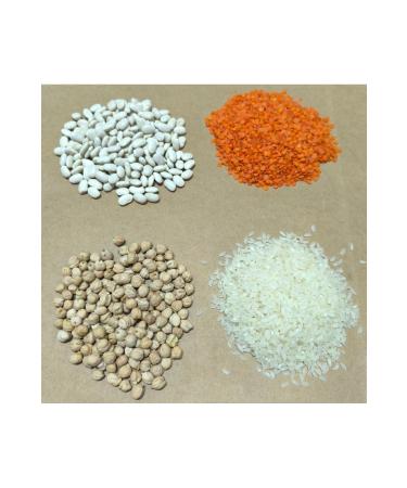 MEGABYTE New Crop Chickpeas Beans Red Lentils Rice Quad Pack