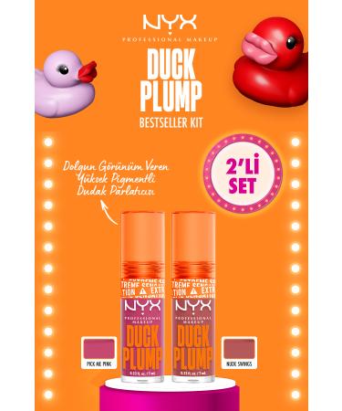 NYX Professional Makeup NYX Duck Plump Lip Gloss Duo Set 11 Pick Me Pink & 03 Nude Swings with Gift Bag