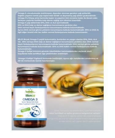 NaturalHekimce Omega 3 - 60 Capsules 1000 Mg Fish Oil Epa Dha - NaturalHekimce - Buy Online on GoSupps.com