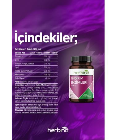 Herbina Digestive Enzymes 1250 Mg 60 Tablets - Buy Online on GoSupps.com