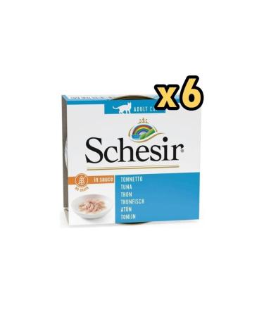 Schesir Canned Cat Food with Tuna and Salmon in Sauce 70 Gr x 6 Pieces