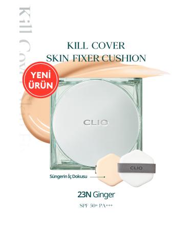 CLIO All Day Long Lasting Matte Cushion Foundation CLIO Kill Cover Skin Fixer Cushion (23N Ginger) SPF50+ PA+++