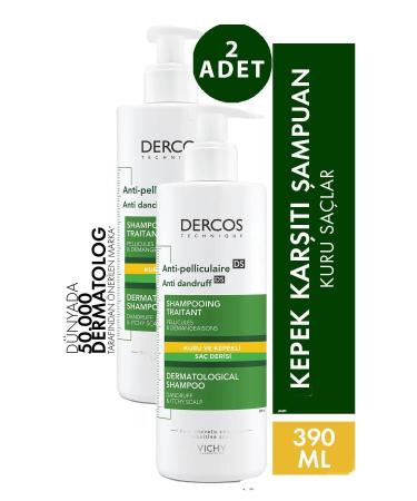 Vichy Dercos Anti-Dandruff Shampoo for Dry Hair Anti-Dandruff 390 ml 2 Pieces