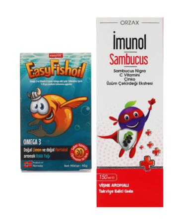Easy Fishoil Omega 3 Chewable 30 Gel Tablets and Imunol Sambucus Syrup 150 Ml