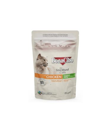 BonaCibo Jelly Chicken Pouch Sterilized Adult Cat Wet Food 85 gr X 12 Pieces