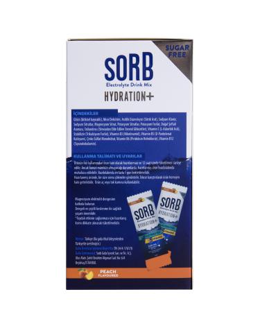SORB - Sugar Free - Electrolyte Vitamin and Mineral Drink Powder - Peach - Contains 10 Stick Sachets. - Buy Online on GoSupps.com