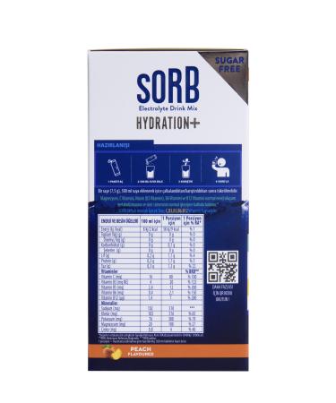 SORB - Sugar Free - Electrolyte Vitamin and Mineral Drink Powder - Peach - Contains 10 Stick Sachets. - Buy Online on GoSupps.com
