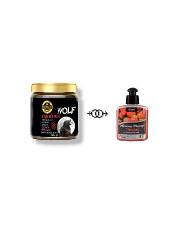 Natural Boost Premium Wolf 24 Hour Effective Natural Herbal Mix Paste 240 Gr & Strawberry Flavored Massage Oil 100 ML