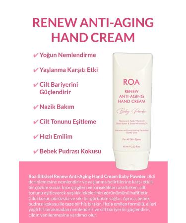 Roa Herbal Renew Anti-aging Hand Cream Baby Powder 60 ml - Buy Online on GoSupps.com