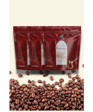 FRANCES 3-Piece Traditional Turkish Coffee Set | Intense and Velvety Taste | 250grx3