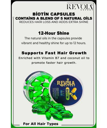REVOLA EXPERT 5 natural oil blend containing Biotin capsule reduces hair loss and gives extra shine - Buy Online on GoSupps.com